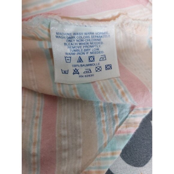 Lands End Women 10 Petite Sleeveless Collar Button Down Blouse Pastel Seersucker - Picture 14 of 16